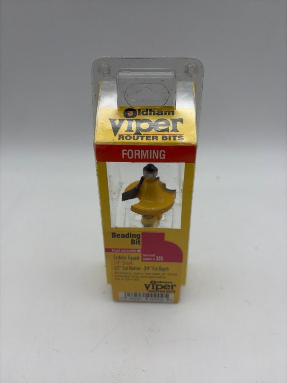 Oldham Viper Router Beading Bit 1/4 Shank 1/2 Cut Radius 3/4 Cut Depth #326 New